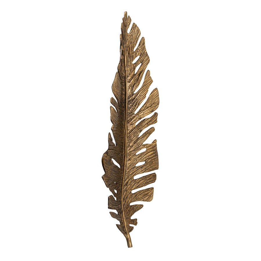 Atlas Lighting Sago Leaf Dimensional Wall Decor | Antique Gold Metal Leaf | Living Room & Gallery Wall Accent | 9 x 2.75 x 23.25 in | Model WA11136-01