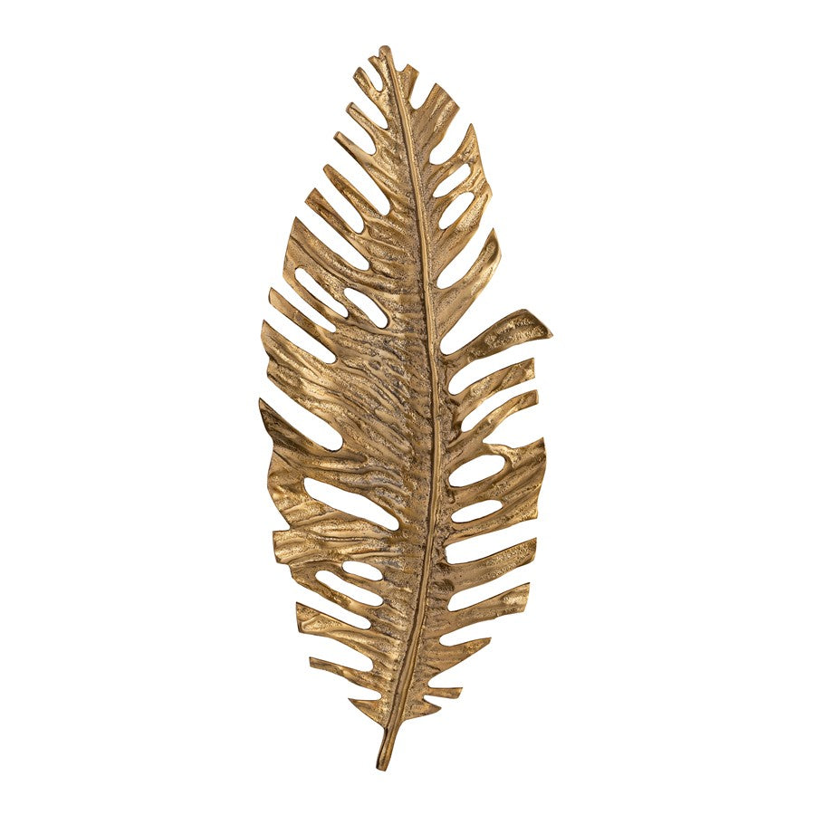 Atlas Lighting Sago Leaf Dimensional Wall Decor | Antique Gold Metal Leaf | Living Room & Gallery Wall Accent | 9 x 2.75 x 23.25 in | Model WA11136-01