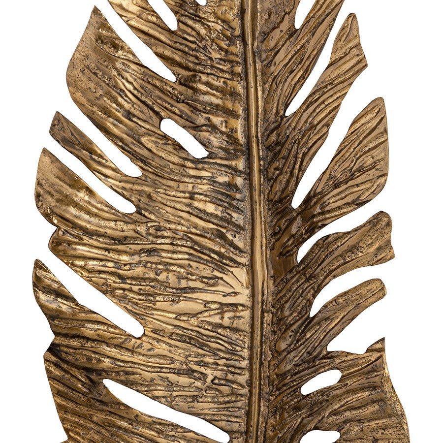 Atlas Lighting Sago Leaf Dimensional Wall Decor | Antique Gold Metal Leaf | Living Room & Gallery Wall Accent | 9 x 2.75 x 23.25 in | Model WA11136-01