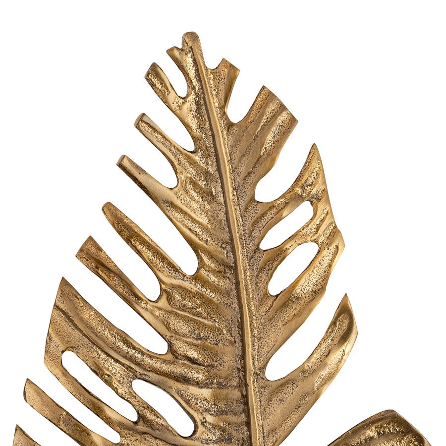 Atlas Lighting Sago Leaf Dimensional Wall Decor | Antique Gold Metal Leaf | Living Room & Gallery Wall Accent | 9 x 2.75 x 23.25 in | Model WA11136-01
