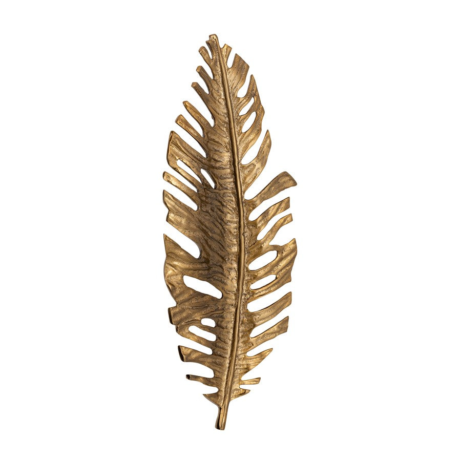 Atlas Lighting Sago Leaf Dimensional Wall Decor | Antique Gold Metal Leaf | Living Room & Gallery Wall Accent | 9 x 2.75 x 23.25 in | Model WA11136-01