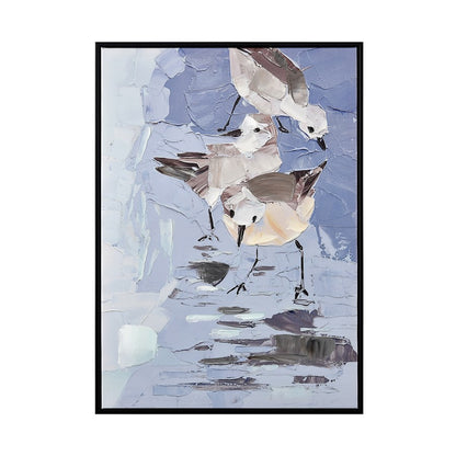Atlas Lighting Seagull Abstract Framed Wall Art | Blue & White Fabric on Plastic Frame | Coastal Living Room & Bedroom Decor | Model WA11138-01