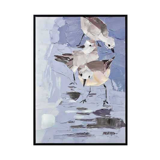 Atlas Lighting Seagull Abstract Framed Wall Art | Blue & White Fabric on Plastic Frame | Coastal Living Room & Bedroom Decor | Model WA11138-01