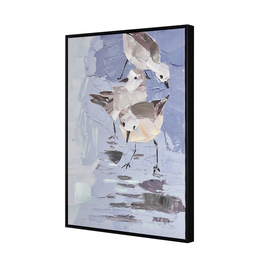 Atlas Lighting Seagull Abstract Framed Wall Art | Blue & White Fabric on Plastic Frame | Coastal Living Room & Bedroom Decor | Model WA11138-01