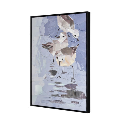 Atlas Lighting Seagull Abstract Framed Wall Art | Blue & White Fabric on Plastic Frame | Coastal Living Room & Bedroom Decor | Model WA11138-01