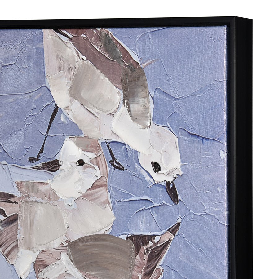 Atlas Lighting Seagull Abstract Framed Wall Art | Blue & White Fabric on Plastic Frame | Coastal Living Room & Bedroom Decor | Model WA11138-01