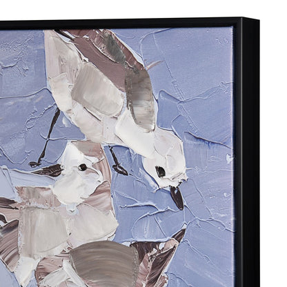 Atlas Lighting Seagull Abstract Framed Wall Art | Blue & White Fabric on Plastic Frame | Coastal Living Room & Bedroom Decor | Model WA11138-01
