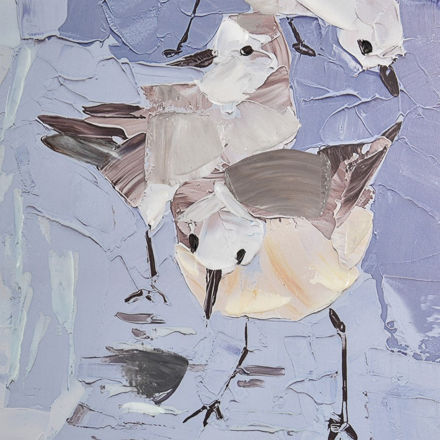 Atlas Lighting Seagull Abstract Framed Wall Art | Blue & White Fabric on Plastic Frame | Coastal Living Room & Bedroom Decor | Model WA11138-01