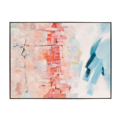 Atlas Lighting Skyline Hues 36.5in Framed Wall Art | Modern Cream & Coral Abstract Canvas | Living Room & Office Decor | Model WA11149-01