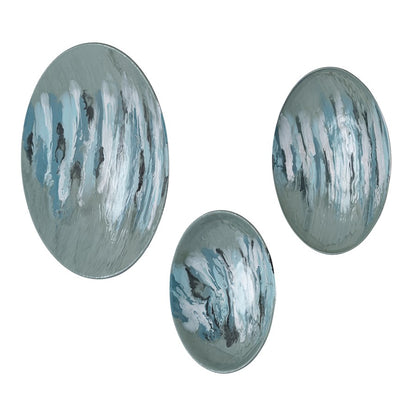Atlas Lighting Spindrift 22.5in Dimensional Wall Art Set of 3 | Transitional Seafoam Green Enamel Metal | Living Room & Hallway | Model WA11150-01S
