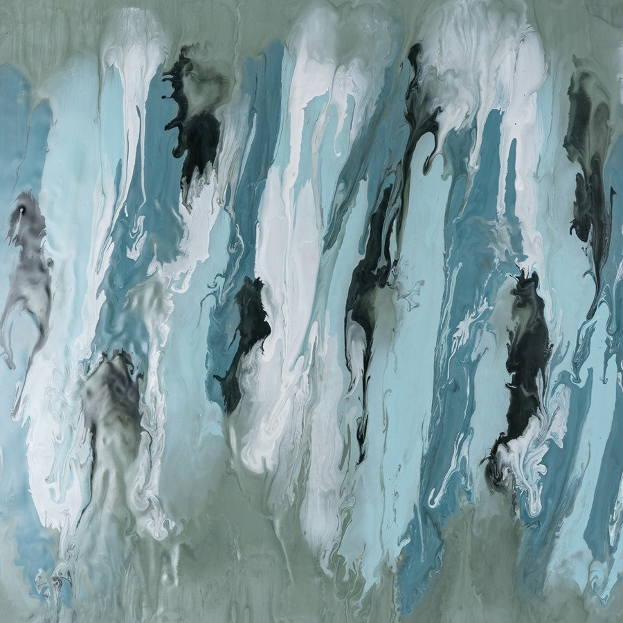 Atlas Lighting Spindrift 22.5in Dimensional Wall Art Set of 3 | Transitional Seafoam Green Enamel Metal | Living Room & Hallway | Model WA11150-01S