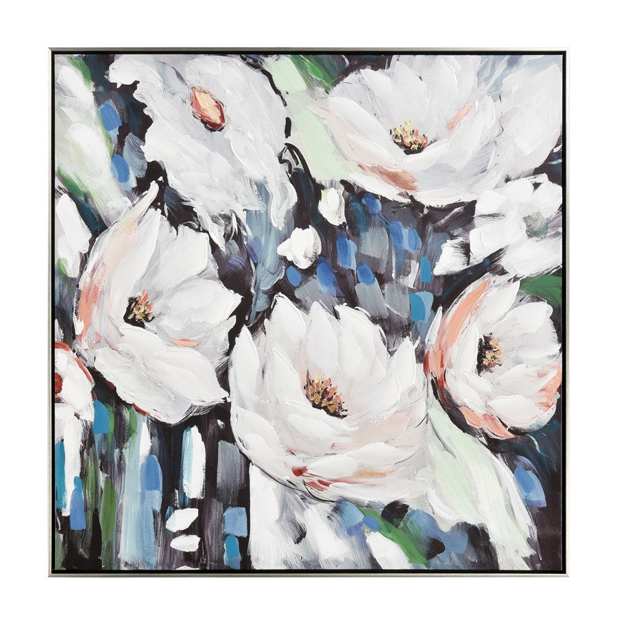 Atlas Lighting Spring Still Life 40in Framed Wall Art | Traditional White Fabric with Blue & Blush Accents | Bedroom & Living Room | Model WA11151-01