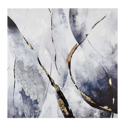 Atlas Lighting Strength 32in Square Wall Art | White and Navy Fabric Canvas | Living Room & Bedroom Decor | 32 x 32 x 1 in | Model WA11153-02