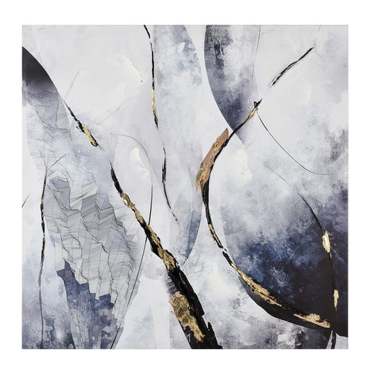 Atlas Lighting Strength 32in Square Wall Art | White and Navy Fabric Canvas | Living Room & Bedroom Decor | 32 x 32 x 1 in | Model WA11153-02