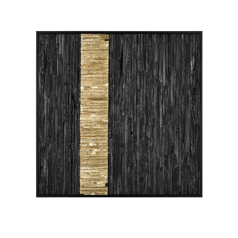 Atlas Lighting Stripe Wood II 23in Square Dimensional Wall Art | Black and Gold Wood | Living Room & Bedroom Decor | 23 x 23 x 2 in | Model WA11154-02