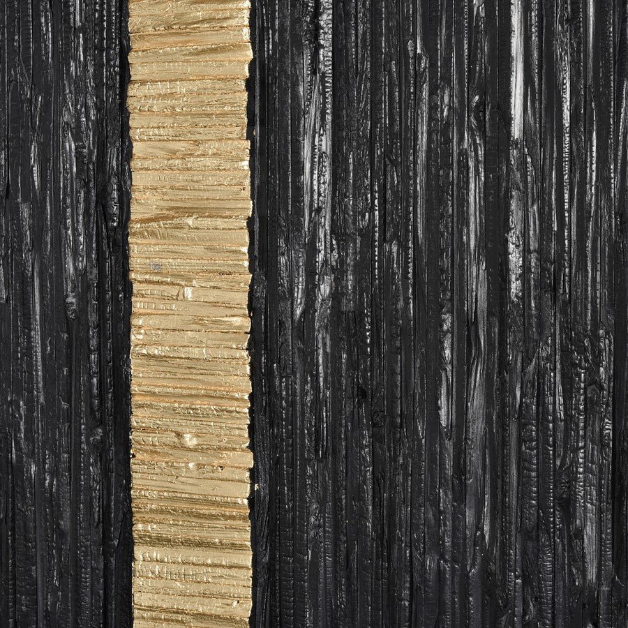 Atlas Lighting Stripe Wood II 23in Square Dimensional Wall Art | Black and Gold Wood | Living Room & Bedroom Decor | 23 x 23 x 2 in | Model WA11154-02