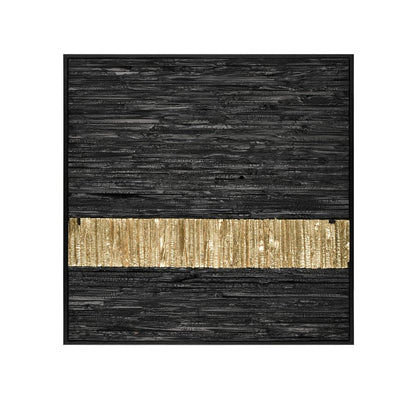 Atlas Lighting Stripe Wood II 23in Square Dimensional Wall Art | Black and Gold Wood | Living Room & Bedroom Decor | 23 x 23 x 2 in | Model WA11154-02