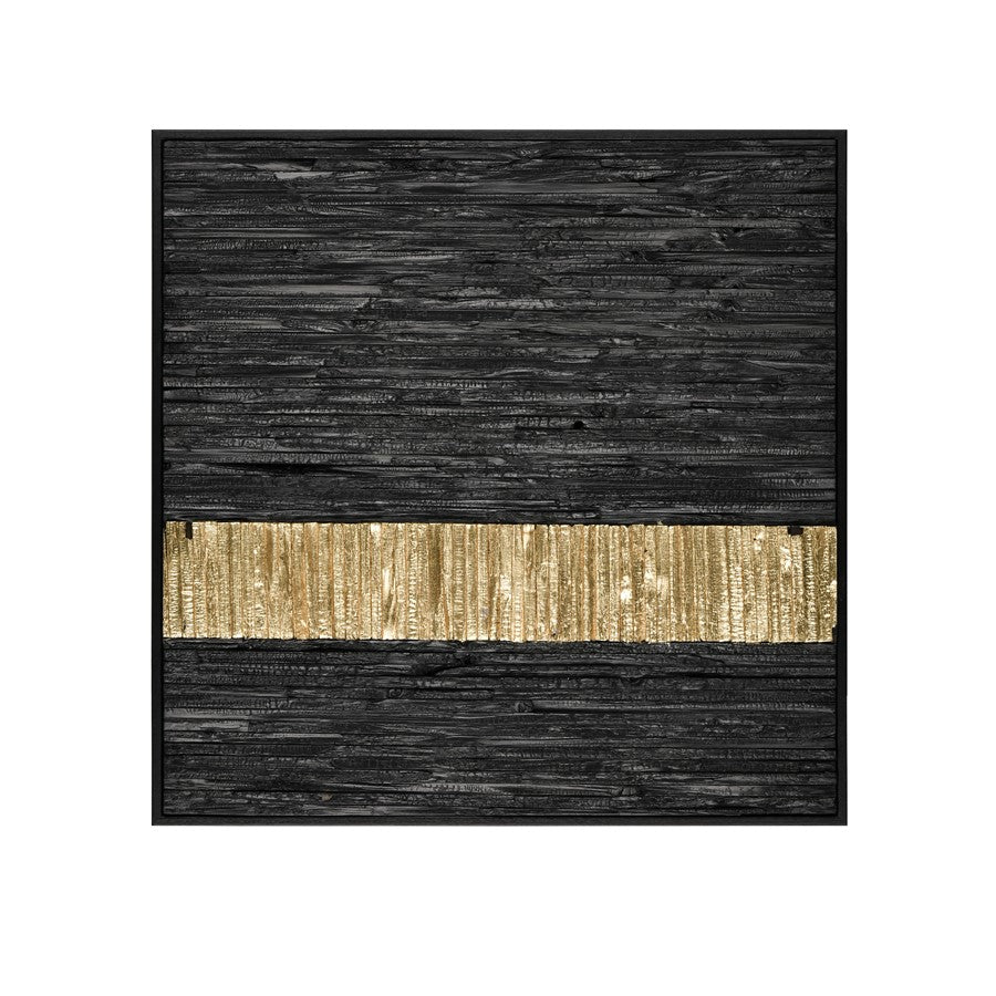 Atlas Lighting Stripe Wood II 23in Square Dimensional Wall Art | Black and Gold Wood | Living Room & Bedroom Decor | 23 x 23 x 2 in | Model WA11154-02