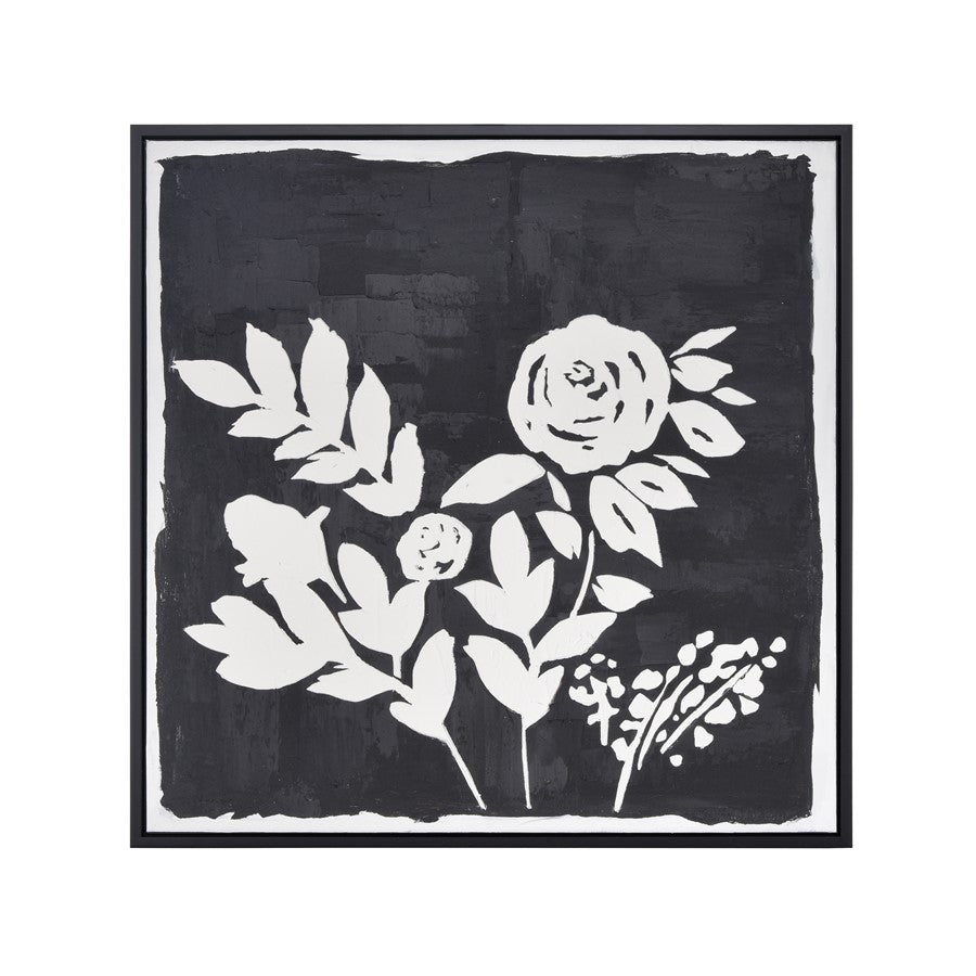 Atlas Lighting Umbra 39.25in W x 39.25in H Framed Wall Art | Transitional Black and White Botanical Silhouette | Living Room | Model WA11163-01
