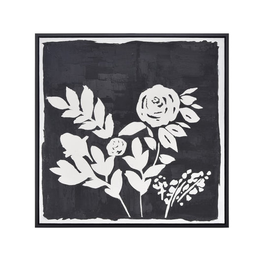 Atlas Lighting Umbra 39.25in W x 39.25in H Framed Wall Art | Transitional Black and White Botanical Silhouette | Living Room | Model WA11163-01