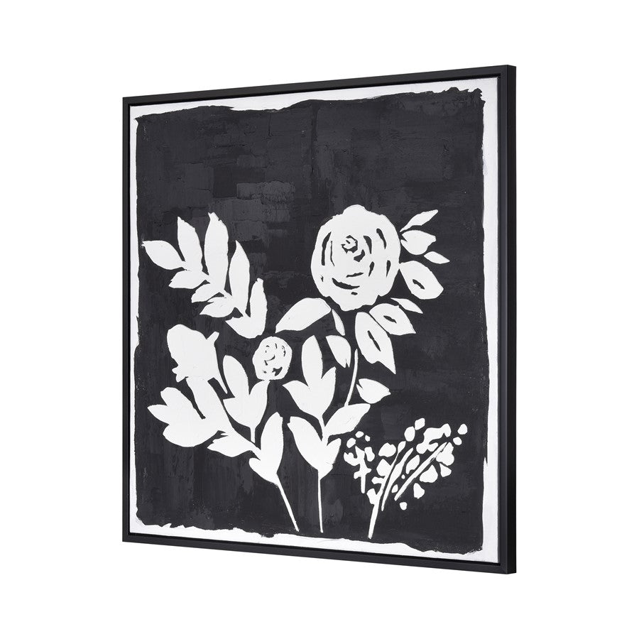 Atlas Lighting Umbra 39.25in W x 39.25in H Framed Wall Art | Transitional Black and White Botanical Silhouette | Living Room | Model WA11163-01