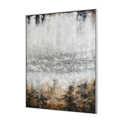 Atlas Lighting Vantage Point 40in W x 51in H Framed Wall Art | Transitional Abstract Landscape in Gray and Gold | Living Room | Model WA11166-01