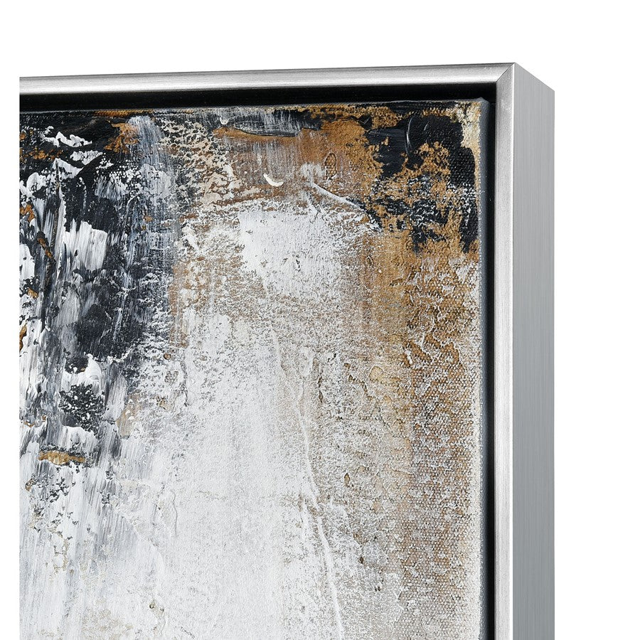 Atlas Lighting Vantage Point 40in W x 51in H Framed Wall Art | Transitional Abstract Landscape in Gray and Gold | Living Room | Model WA11166-01