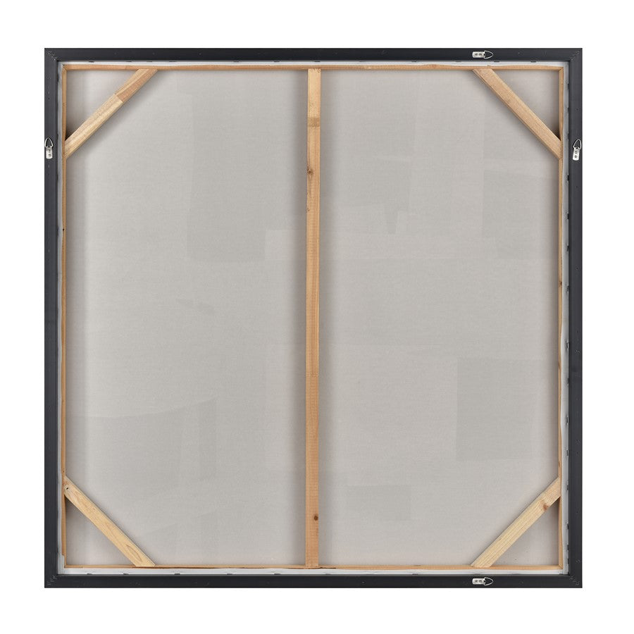 Atlas Lighting Whiten I 41in Square Abstract Framed Wall Art | White Textured Fabric & Silver Frame | Modern Living Room & Office | Model WA11182-01