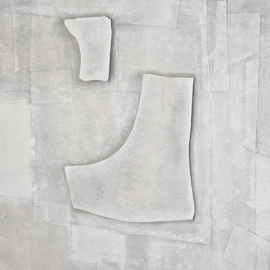 Atlas Lighting Whiten I 41in Square Abstract Framed Wall Art | White Textured Fabric & Silver Frame | Modern Living Room & Office | Model WA11182-01