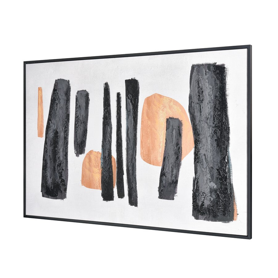 Atlas Lighting Wilkes 71in Wide Abstract Framed Wall Art | Black, Green & Yellow Midcentury Design | Living Room & Office | Model WA11184-01