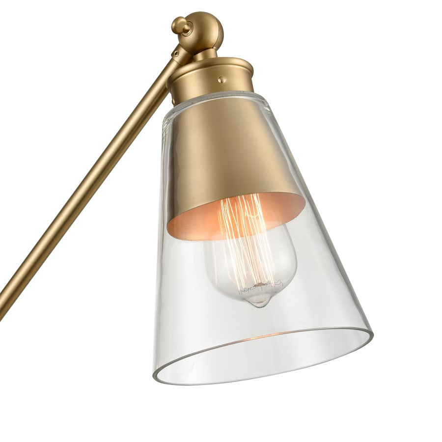Atlas Lighting Albany 9.25in 1-Light Swing Arm Sconce | Transitional Brushed Gold and Clear Glass | Bedroom & Reading | Model WL11003-GD