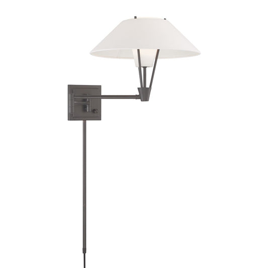 Atlas Lighting Cody 14in 1-Light Swing Arm Sconce | Traditional Oil Rubbed Bronze and White Fabric | Bedroom & Office | Model WL11005-BZ