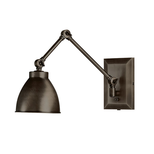 Atlas Lighting Maggie 22in 1-Light Swing Arm Sconce | Traditional Architectural Bronze and Bronze Metal Shade | Bedroom & Reading | Model WL11007-BZ