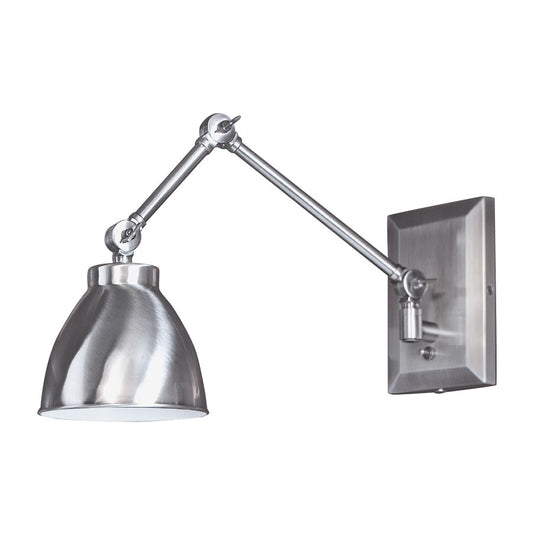 Atlas Lighting Maggie 22in 1-Light Swing Arm Sconce | Traditional Pewter and Gray Metal Shade | Bedroom & Reading Nook | Model WL11007-SV