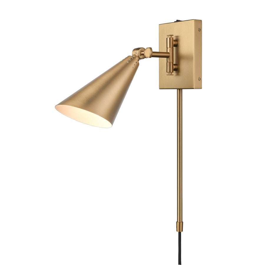 Atlas Lighting Whitmire 5in 1-Light Wall Sconce | Brushed Gold Metal | Bedroom & Hallway Reading Light | 5 x 10.5 x 10.25 in | Model WL11008-GD