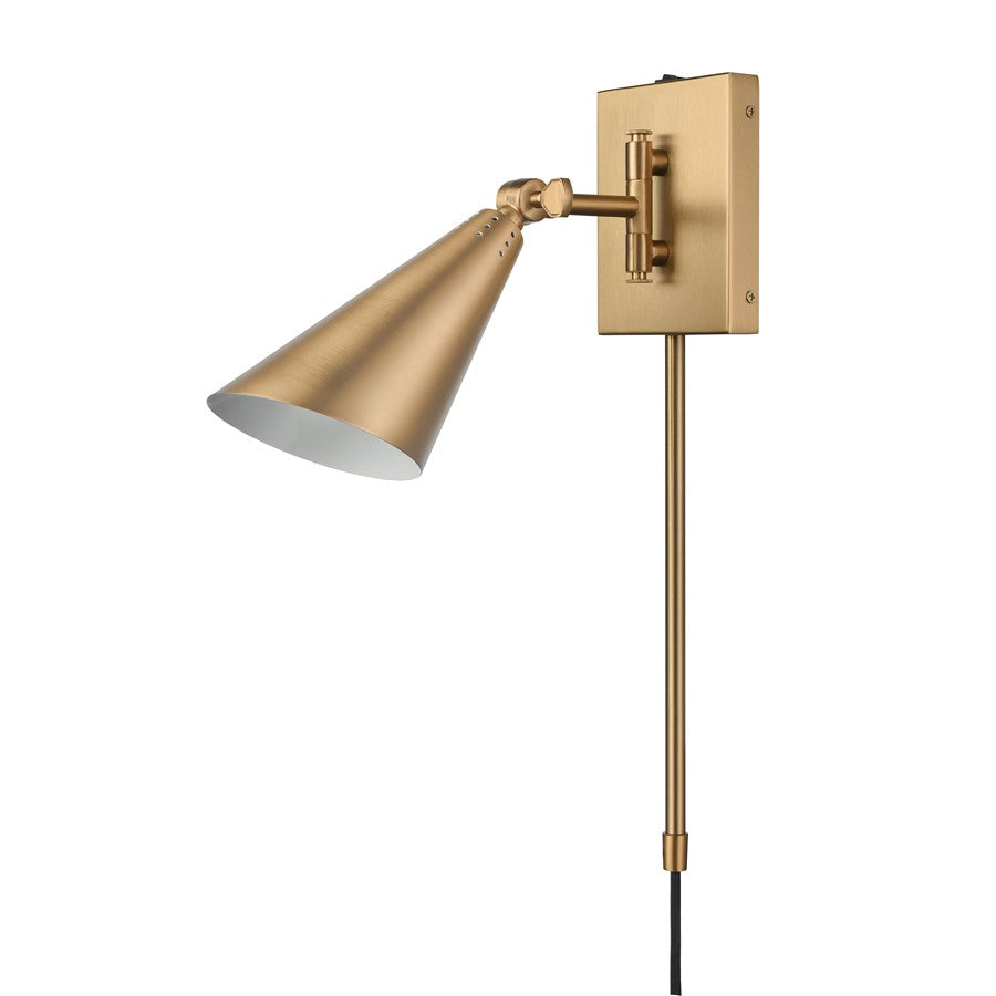 Atlas Lighting Whitmire 5in 1-Light Wall Sconce | Brushed Gold Metal | Bedroom & Hallway Reading Light | 5 x 10.5 x 10.25 in | Model WL11008-GD