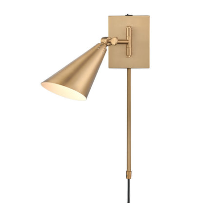 Atlas Lighting Whitmire 5in 1-Light Wall Sconce | Brushed Gold Metal | Bedroom & Hallway Reading Light | 5 x 10.5 x 10.25 in | Model WL11008-GD