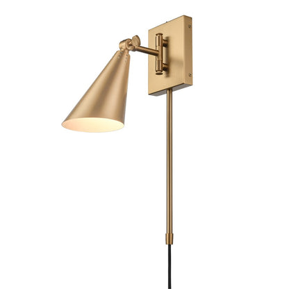 Atlas Lighting Whitmire 5in 1-Light Wall Sconce | Brushed Gold Metal | Bedroom & Hallway Reading Light | 5 x 10.5 x 10.25 in | Model WL11008-GD