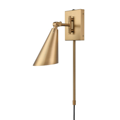 Atlas Lighting Whitmire 5in 1-Light Wall Sconce | Brushed Gold Metal | Bedroom & Hallway Reading Light | 5 x 10.5 x 10.25 in | Model WL11008-GD