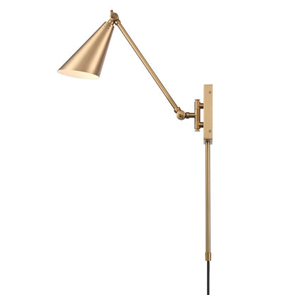 Atlas Lighting Whitmire 4.75in 1-Light Wall Sconce | Brushed Gold Metal | Bedroom & Hallway Reading Light | 4.75 x 17.75 x 10.5 in | Model WL11009-GD