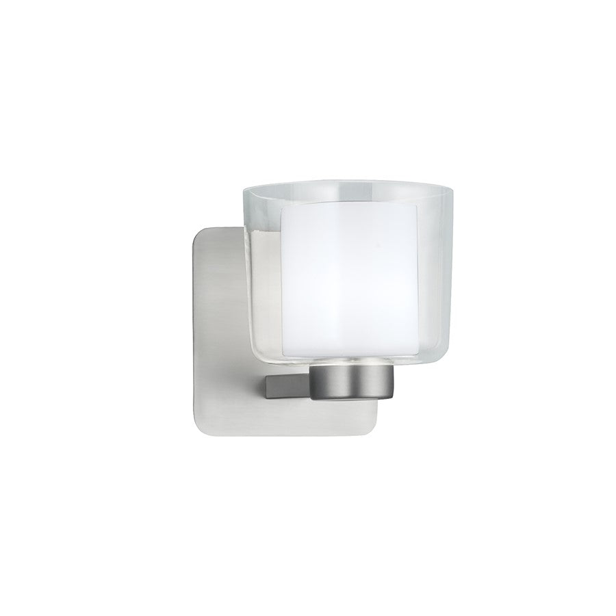 Atlas Lighting Alexus 5in 1-Light Wall Sconce | Transitional Brushed Nickel and Opal Glass | Hallway & Bedroom Accent Light | Model WL11013-NK
