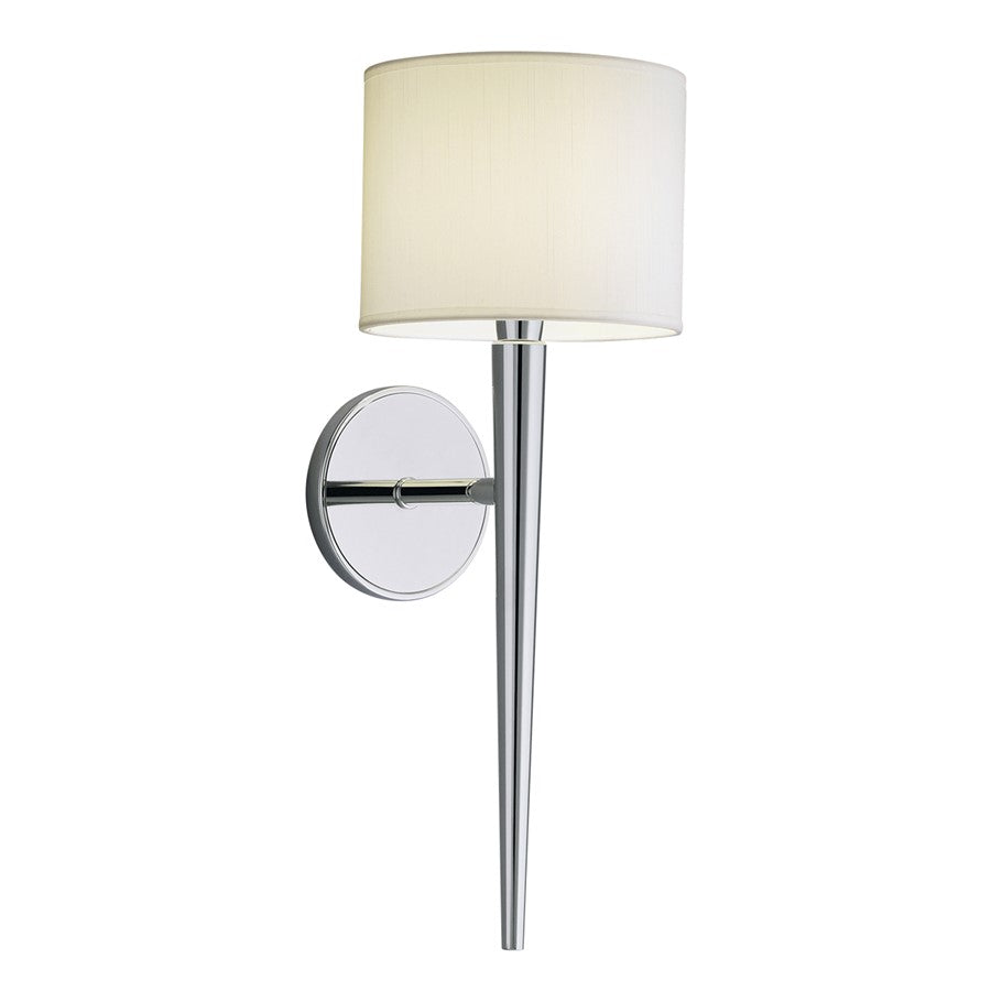 Atlas Lighting Angelica 19.5in 1-Light Wall Sconce | Traditional Polished Nickel and White Fabric | Bedroom & Living Room Accent | Model WL11017-NK