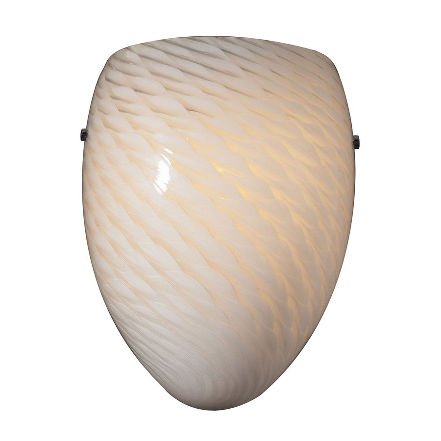 Atlas Lighting Arco Baleno 8in 1-Light Wall Sconce | Modern Satin Nickel and White Glass | Bedroom & Hallway Accent Light | Model WL11018-NK