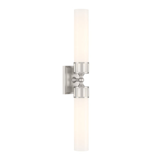 Atlas Lighting Astor 24.5in 2-Light Wall Sconce | Transitional Brushed Nickel and Opal Glass | Bedroom & Hallway Accent Light | Model WL11024-NK