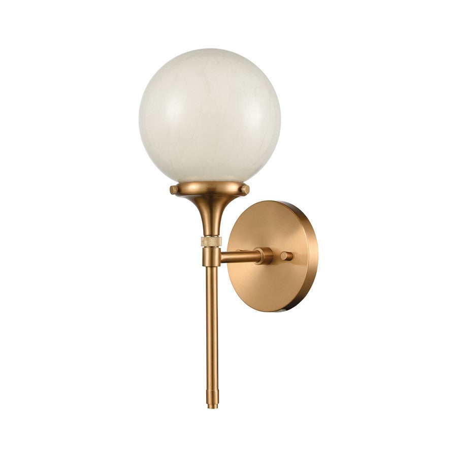 Atlas Lighting Beverly Hills 15" 1Lt Sconce, Satin Brass/White