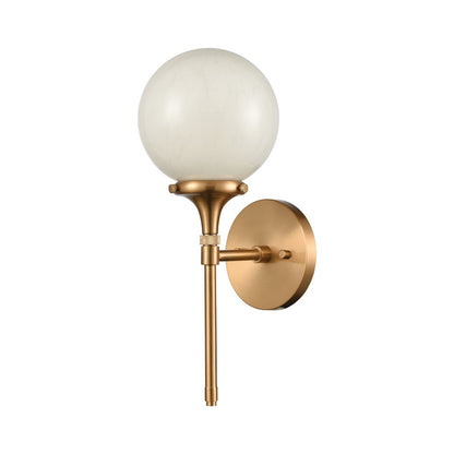 Atlas Lighting Beverly Hills 15" 1Lt Sconce, Satin Brass/White