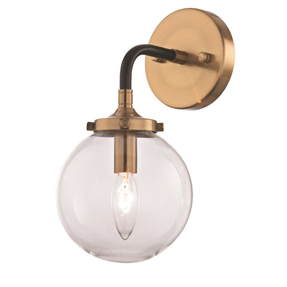 Atlas Lighting Boudreaux 12in 1-Light Sconce | Midcentury Antique Gold and Matte Black with Clear Glass | Bedroom & Living Room | Model WL11032-GD