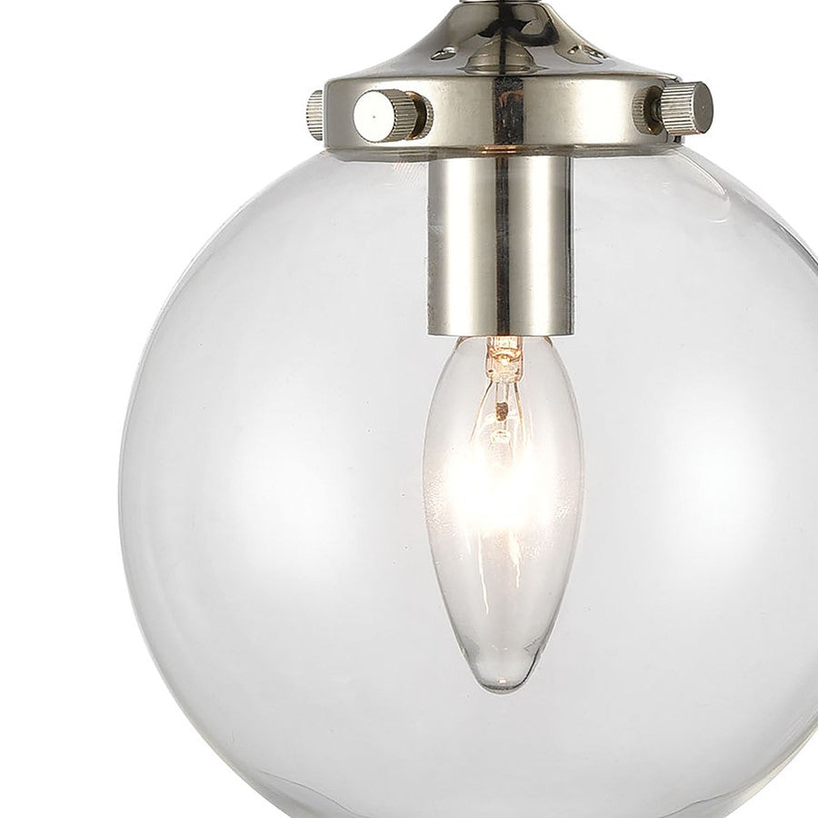 Atlas Lighting Boudreaux 12in 1-Light Wall Sconce | Mid-Century Matte Black and Polished Nickel with Clear Glass | Bedroom | Model WL11032-NK