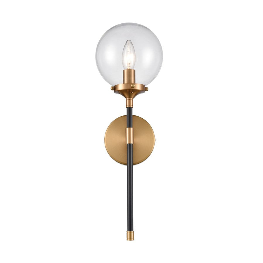 Atlas Lighting Boudreaux 19in 1-Light Wall Sconce | Mid-Century Matte Black and Antique Gold with Clear Glass | Bedroom & Hallway | Model WL11033-GD