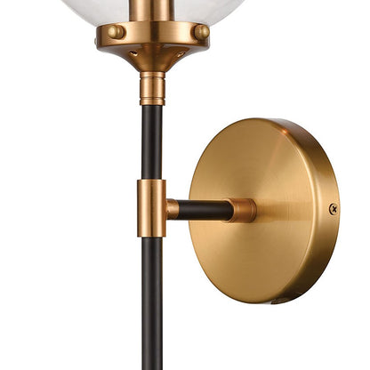 Atlas Lighting Boudreaux 19in 1-Light Wall Sconce | Mid-Century Matte Black and Antique Gold with Clear Glass | Bedroom & Hallway | Model WL11033-GD